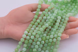 Natural Green Jade Beads 6mm 8mm Smooth Round 15.5" Loose Beads