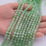 Natural Green Jade Beads 6mm 8mm Smooth Round 15.5" Loose Beads
