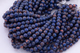 Lapis Jade Beads 8mm Smooth Round 15.5" Loose Beads Dyed Jade