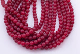 6mm 8mm Maroon Jade Beads Smooth Round 15.5" Loose Beads Dyed Jade