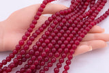 6mm 8mm Maroon Jade Beads Smooth Round 15.5" Loose Beads Dyed Jade