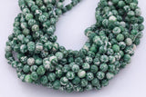 Mossy Agate Jade Beads 8mm Smooth Round 15.5" Loose Beads Dyed Jade