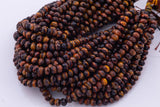 Diamond Cut Tiger's Eye Faceted Roundel Beads 8mm Smooth Round 15.5" Loose Beads Natural Untreated