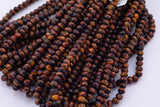 Diamond Cut Tiger's Eye Faceted Roundel Beads 8mm Smooth Round 15.5" Loose Beads Natural Untreated
