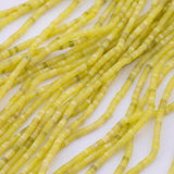 Yellow Olive Jade Beads 4mm Heishi Roundel Smooth Round 15.5" Loose Beads Natural Untreated