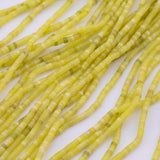Yellow Olive Jade Beads 4mm Heishi Roundel Smooth Round 15.5" Loose Beads Natural Untreated