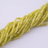 Yellow Olive Jade Beads 4mm Heishi Roundel Smooth Round 15.5" Loose Beads Natural Untreated