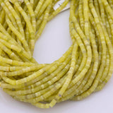 Yellow Olive Jade Beads 4mm Heishi Roundel Smooth Round 15.5" Loose Beads Natural Untreated
