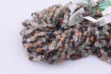 Natural Green Phantom Quartz Freeform Nugget Beads about 7-8mm Heishi Roundel Smooth Round 15.5" Loose Beads Natural Untreated