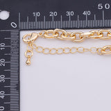 Gold PVD Plated Silver Faceted Oval Bracelet 6x9mm Charm Bar Bracelets Tarnish Resistant