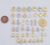 Gold PVD Ion Plated Charm Mix for Charm Bar Bracelets Necklaces Charms Gold Filled Charms Minimalist CZ Pave