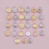 Large Selection Sun Charm 18K Gold Filled Charm for Charm Bar Bracelets Necklaces Charms Gold Filled Charms Minimalist CZ Pave