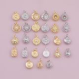 Large Selection Sun Charm 18K Gold Filled Charm for Charm Bar Bracelets Necklaces Charms Gold Filled Charms Minimalist CZ Pave