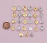Large Selection Sun Charm 18K Gold Filled Charm for Charm Bar Bracelets Necklaces Charms Gold Filled Charms Minimalist CZ Pave