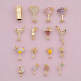 Wine Cup Drinks Glass Selection Charm 18K Gold Filled Charm for Charm Bar Bracelets Necklaces Charms Gold Filled Charms Minimalist CZ Pave