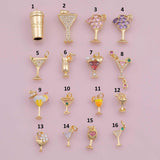 Wine Cup Drinks Glass Selection Charm 18K Gold Filled Charm for Charm Bar Bracelets Necklaces Charms Gold Filled Charms Minimalist CZ Pave