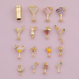 Wine Cup Drinks Glass Selection Charm 18K Gold Filled Charm for Charm Bar Bracelets Necklaces Charms Gold Filled Charms Minimalist CZ Pave