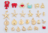 Gold PVD Plated Crab Lobster Star Fish Ocean Mixed Charm Selection Charm for Charm Bar Bracelets Necklaces Charms Tarnish Resistant