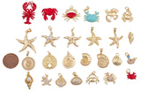 Gold PVD Plated Crab Lobster Star Fish Ocean Mixed Charm Selection Charm for Charm Bar Bracelets Necklaces Charms Tarnish Resistant
