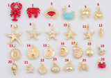 Gold PVD Plated Crab Lobster Star Fish Ocean Mixed Charm Selection Charm for Charm Bar Bracelets Necklaces Charms Tarnish Resistant
