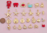 Crab Lobster Star Fish Ocean Mixed Charm Selection 18K Gold Filled Charm for Charm Bar Bracelets Necklaces Charms Gold Filled Charms Minimal