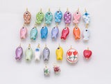 18K Gold PVD Colorful ceramic fish charm hmade painting ceramic porcelain animal flower vintage charm f heart - Tarnish Resistant