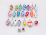 18K Gold PVD Colorful ceramic fish charm hmade painting ceramic porcelain animal flower vintage charm f heart - Tarnish Resistant