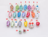 18K Gold PVD Colorful ceramic fish charm hmade painting ceramic porcelain animal flower vintage charm f heart - Tarnish Resistant