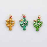 18K Gold PVD Cactus charm enamel charm - Tarnish Resistant
