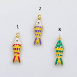 18K Gold PVD Colorful fish charm enamel charm - Tarnish Resistant