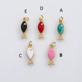 18K Gold PVD Fish Charm 5x15mm s Gold Charms - Tarnish Resistant