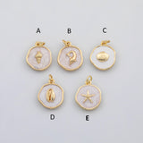18K Gold PVD Enamel Ocean beach charm selection fish clam shell puka star fish s Charms - Tarnish Resistant