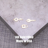 Key and Lock Connector - 14Kt Gold Filled or Sterling Silver- Boots Connectors - Bracelet or Necklace Permanent Jewelry Supply