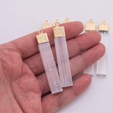 NATURAL Selenite Freeform Stick Pendant Approx. 10x60mm 2 inches long Can Vary