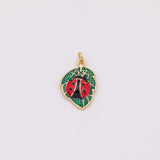 Ladybug Leaf Charm enamel 18k Gold PVD Plated Tarnish Resistant