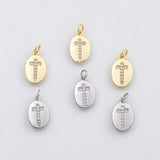 18K Gold PVD Oval Cross charm - Tarnish Resistant