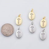 18K Gold PVD Oval Cross charm - Tarnish Resistant