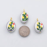18K Gold PVD Enamel Flower Charm - Tarnish Resistant