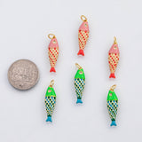 18K Gold PVD Colorful Enamel Fish charm - Tarnish Resistant