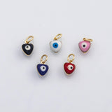 18K Gold PVD Evil eye heart charm enamel charm - Tarnish Resistant