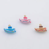 18K Gold pvd Boat ship charm enamel charm - Tarnish Resistant