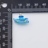 18K Gold PVD Boat ship charm enamel charm - Tarnish Resistant