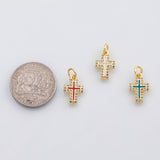 18K Gold PVD Cross charm enamel charm - Tarnish Resistant