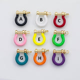 18K Gold PVD Horseshoe U Clasp carabiner screw clasp enamel colors s Charms - Tarnish Resistant