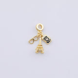18K Gold PVD Plated Camera Tower Glasses Pendant, Enamel Charm Bracelet Necklace for DIY Jewelry