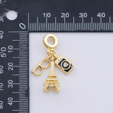 18K Gold PVD Plated Camera Tower Glasses Pendant, Enamel Charm Bracelet Necklace for DIY Jewelry