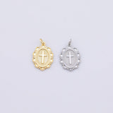 Cross charm oval charm 18K Gold PVD Plated Silver for Charm Bar Bracelets and Necklaces Charms Gold Filled Charms