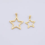 Hammered Star Charm Selection 18K gold PVD PLated bracelet charm necklace pendant minimalist charms cz pave