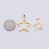 Hammered Star Charm Selection 18K gold PVD PLated bracelet charm necklace pendant minimalist charms cz pave