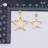 Hammered Star Charm Selection 18K gold PVD PLated bracelet charm necklace pendant minimalist charms cz pave